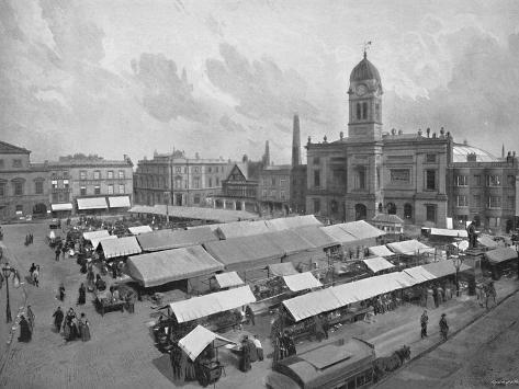 Photographic Print: 'Market Place, Derby', c1896 by WW Winter: 12x9in