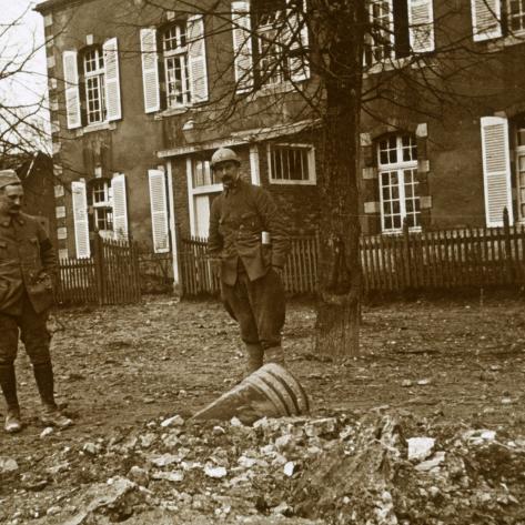 Photographic Print: Unexploded 380 shell, Verdun, northern France, c1914-c1918: 16x16in