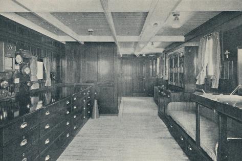 Photographic Print: 'Control Centre of the Empress of Britain, chart-room and wheel-house', 1936: 12x8in