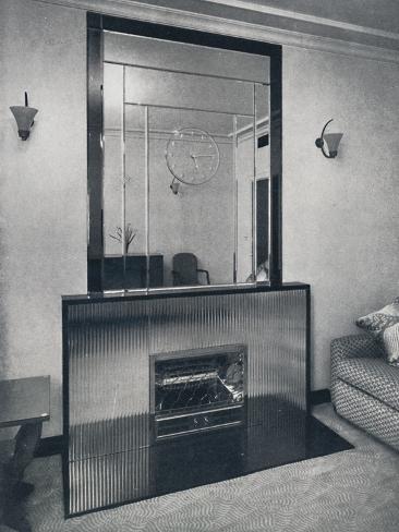 Photographic Print: 'Electric fireplace and overmantel by James Clark & Son Ltd.', 1940: 12x9in