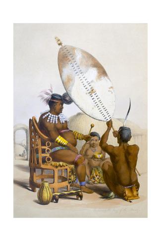Giclee Print: Umpanda the King of the Amazulu, 1849 by George French Angas: 18x12in