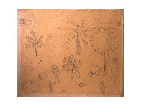 Giclee Print: A painting by one of the Jewish children who were incarcerated in the Terezin (Theresienstadt) by Werner Forman: 12x9in