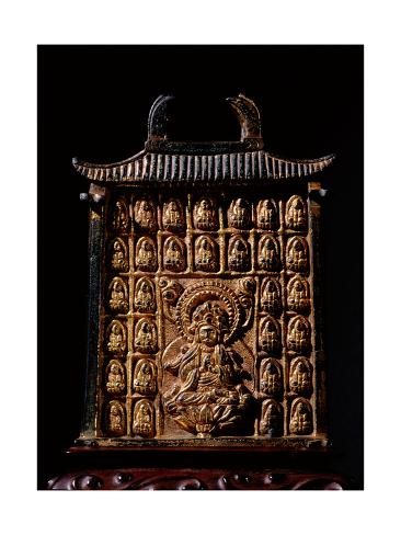 Giclee Print: Miniature gilt bronze reliquary in the form of a building, dating from the late Tang dynasty by Werner Forman: 12x9in