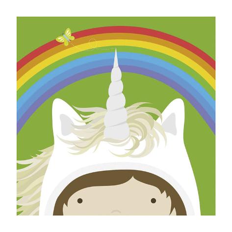 Art Print: Peek-a-Boo Unicorn by Yuko Lau: 28x28in