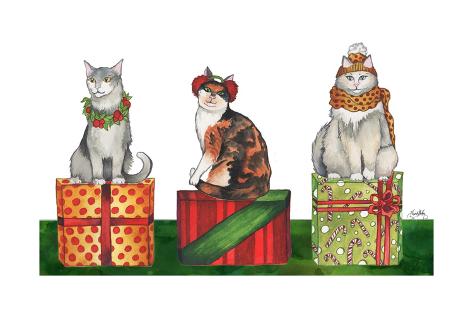 Art Print: Christmas Cats by Elizabeth Medley: 18x12in