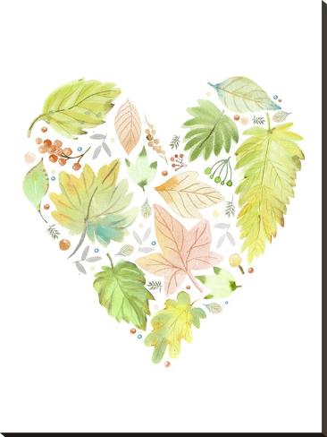 Stretched Canvas Print: Leaf Heart by Victoria Nelson: 48x36in