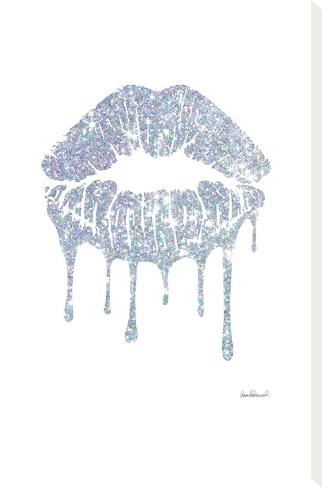 Stretched Canvas Print: Glitter Lip Silver by Amanda Greenwood: 21x14in