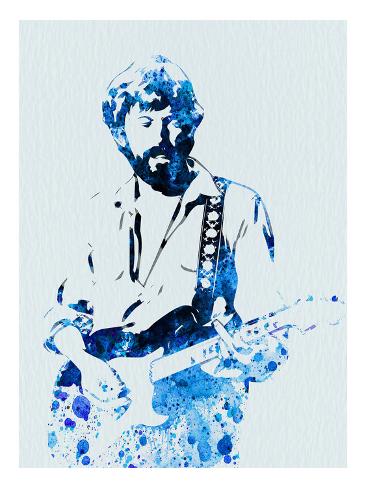 Art Print: Legendary Eric Clapton Watercolor by Olivia Morgan: 12x9in