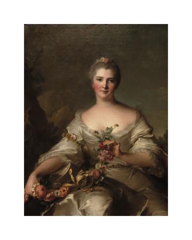 Premium Giclee Print: Portrait de Madame de La Porte, 1752 by Jean-Marc Nattier: 16x12in