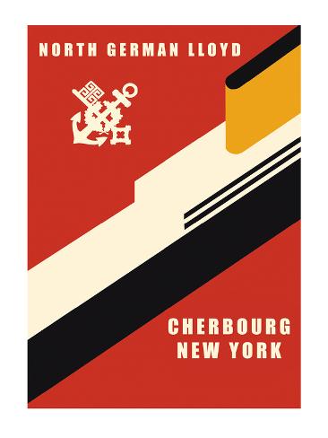 Premium Giclee Print: Cherbourg to New York - North German Lloyd by Pacifica Island Art: 24x18in