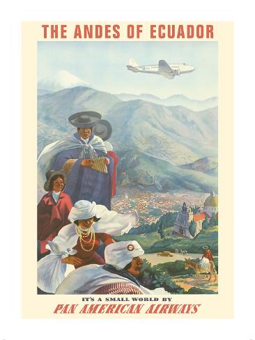 Premium Giclee Print: The Andes of Ecuador - South America - Pan American Airways (PAA) by Paul George Lawler: 16x12in