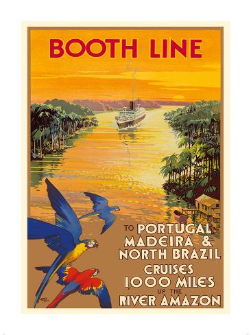 Premium Giclee Print: Portugal, Madeira, North Brazil, Amazon River - Booth Line Cruises by Walter Thomas: 16x12in