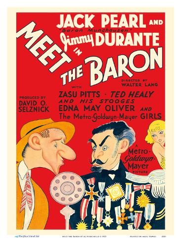 Art Print: Meet the Baron - Starring Jimmy Durante, Jack Pearl by Al Hirschfeld: 12x9in