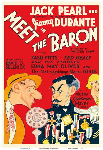 Art Print: Meet the Baron - Starring Jimmy Durante, Jack Pearl by Al Hirschfeld: 19x13in