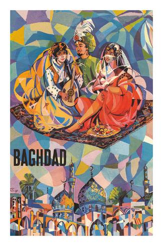 Premium Giclee Print: Fly to Baghdad, Iraq - Magical Flying Carpet by Pacifica Island Art: 36x24in