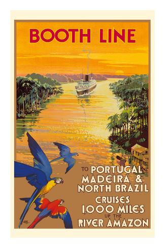 Premium Giclee Print: Portugal, Madeira, North Brazil, Amazon River - Booth Line Cruises by Walter Thomas: 36x24in