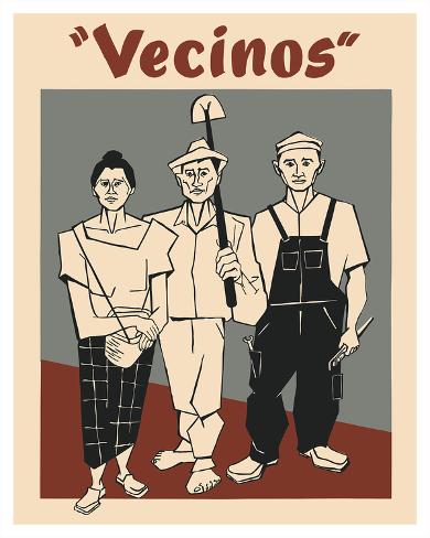 Giclee Print: Neighbors (Vecinos) - Puerto Rican Agriculture, Industry, Women by Julio Rosado del Valle: 20x16in