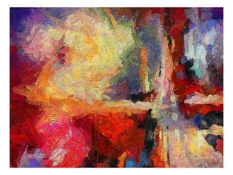 Art Print: Abstract Art Background. Oil on Canvas. Warm Colors. Soft Brushstrokes of Paint. Modern Art. Contem by Avgust Avgustus: 24x18in