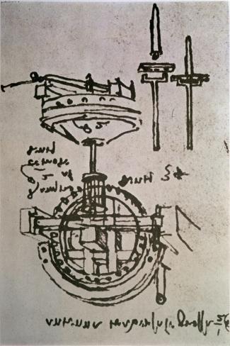 Giclee Print: Mechanical Drawings No.3 by Leonardo da Vinci: 18x12in