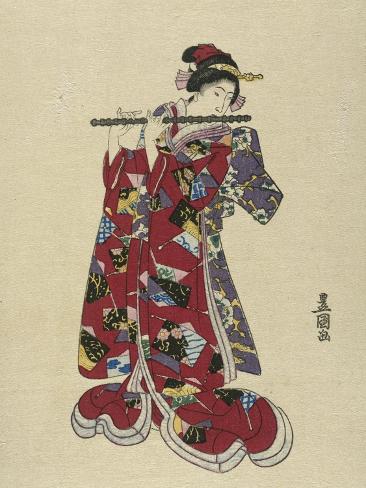 Giclee Print: Yokobue, Seven Hole Chinese Flute by Utagawa Toyokuni: 12x9in