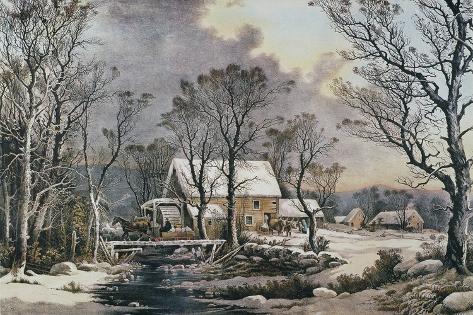 Giclee Print: Currier & Ives: Winter Scene by Currier & Ives: 18x12in