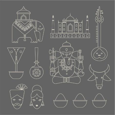 Art Print: Indian Icons by vector pro: 12x12in