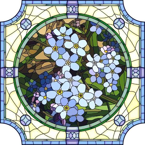 Art Print: Illustration of Flower Blue Forget-Me-Not by Vertyr: 12x12in