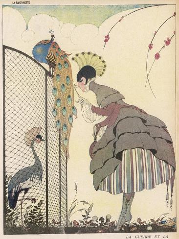 Photographic Print: Satire on the Fashion for Voluminous Short Skirts and Use of Antique Styles by Gerda Wegener: 12x9in