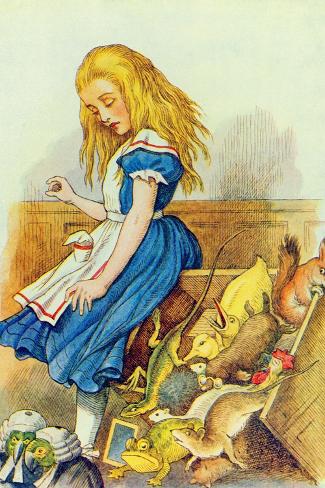 Giclee Print: Alice Upsets the Jury-Box, Illustration from Alice in Wonderland by Lewis Carroll by John Tenniel: 18x12in