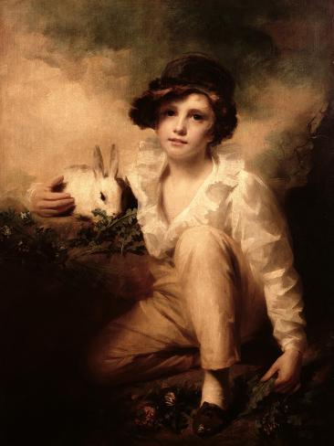 Giclee Print: Boy and Rabbit by Sir Henry Raeburn: 12x9in