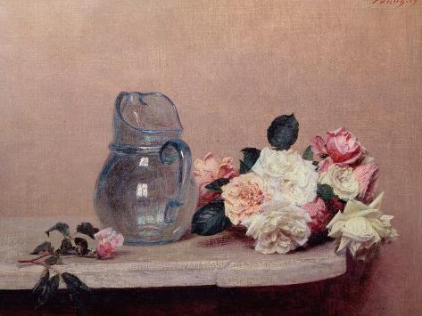 Giclee Print: Still Life with Roses, 1889 by Henri Fantin-Latour: 12x9in