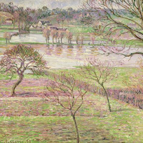 Giclee Print: The Flood at Eragny, 1893 by Camille Pissarro: 16x16in