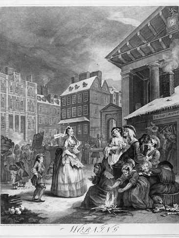 Giclee Print: Times of the Day, Morning, 1738 by William Hogarth: 12x9in