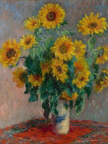 Giclee Print: Bouquet of Sunflowers, 1881 by Claude Monet: 12x9in