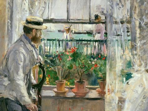 Giclee Print: Eugene Manet (1834-92) on the Isle of Wight by Berthe Morisot: 12x9in