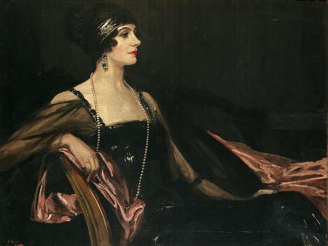 Giclee Print: A Lady in Black: Portrait of Jean Ainsworth, Viscountess Massereene and Ferrard, 1917 by Sir John Lavery: 12x9in