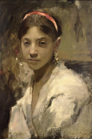 Premium Giclee Print: Head of a Capri Girl, 1878 by John Singer Sargent: 30x20in