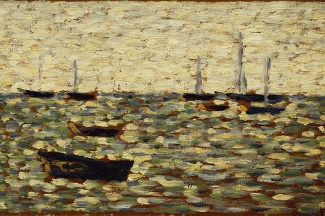 Giclee Print: The Sea at Grandcamp; La Mer a Grandcamp, 1885 by Georges Seurat: 18x12in