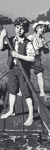 Giclee Print: Huckleberry Finn and Tom Sawyer: 24x8in