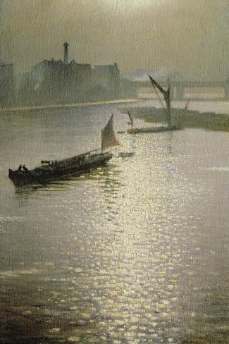 Giclee Print: From Waterloo Bridge: Sun Bursting Through Fog, C.1924 by Christopher Richard Wynne Nevinson: 18x12in