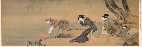 Giclee Print: Cooling Off on a Summer Evening by Katsushika Hokusai: 24x8in