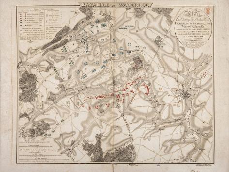 Giclee Print: Battle of Waterloo, Map of the Battlefield, Engraved by Jacowick, 1816 by Willem Benjamin Craan: 12x9in