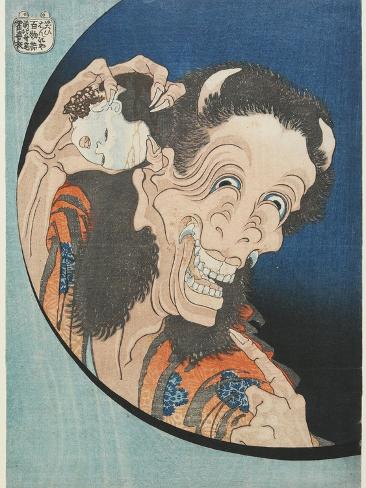 Giclee Print: Laughing Demoness, 1831-1832 by Katsushika Hokusai: 12x9in