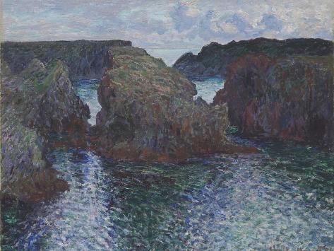 Giclee Print: Rocks at Port-Goulphar, Belle-Île, 1886 by Claude Monet: 12x9in