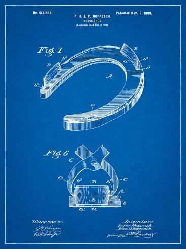 Art Print: Horseshoe Patent by Cole Borders: 12x9in