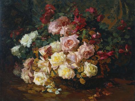 Giclee Print: Mixed Bouquet of Roses. Bischoff, 1915 by Franz Arthur Bischoff: 12x9in