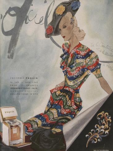 Art Print: L'Officiel, June 1942 - Paquin, Bijoux de Mauboussin by Lbenigni: 12x9in