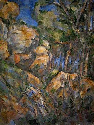 Giclee Print: Rocks near the caves above Chateau-Noir. Oil on canvas, 1904 65 x 54 cm R.F. 1978-32. by Paul Cezanne: 12x9in