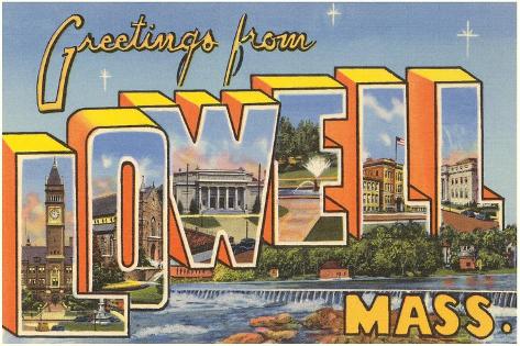 Art Print: Greetings from Lowell, Mass. : 18x12in