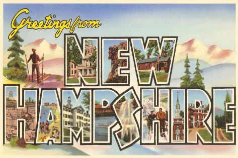 Art Print: Greetings from New Hampshire: 18x12in